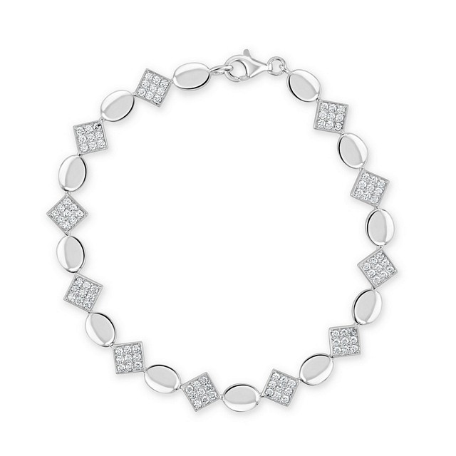 Ovals & Squares Design CZ Bracelet