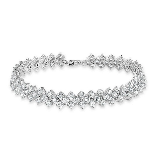 Starburst 3 Row Tennis Style CZ Bracelet