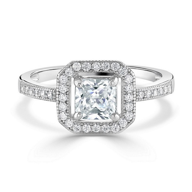 Square cut "Halo" Expression  CZ ring