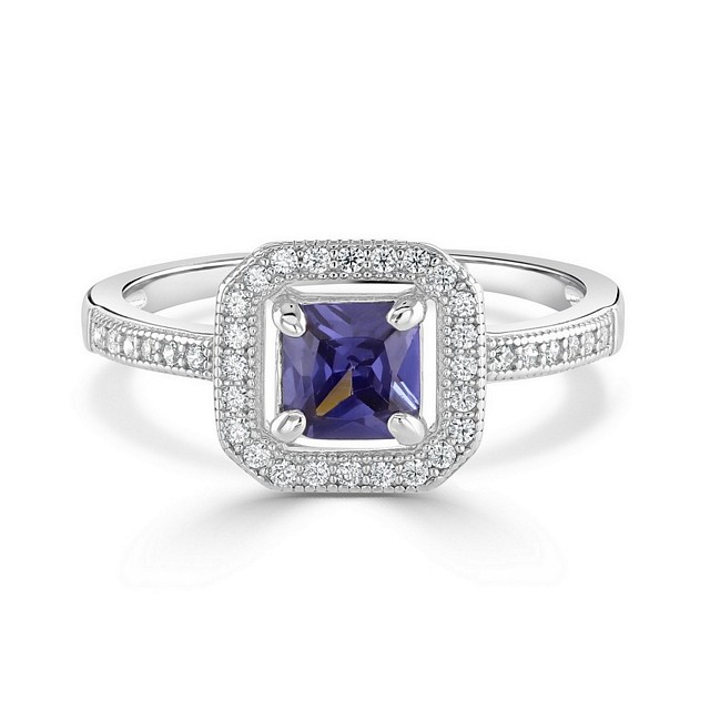 Square cut "Halo" Expression CZ ring