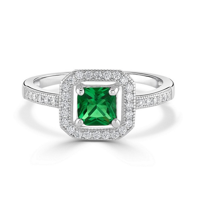 Square cut "Halo" Expression CZ ring