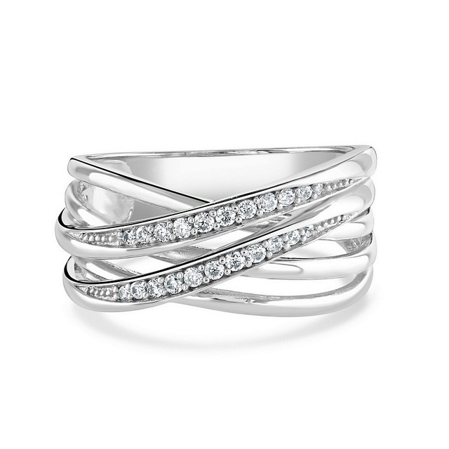 Contemporary Style "Wave" CZ ring