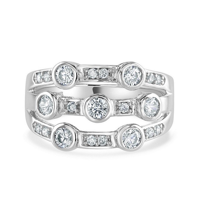 Rubover Style 3 row "Bubble" CZ ring