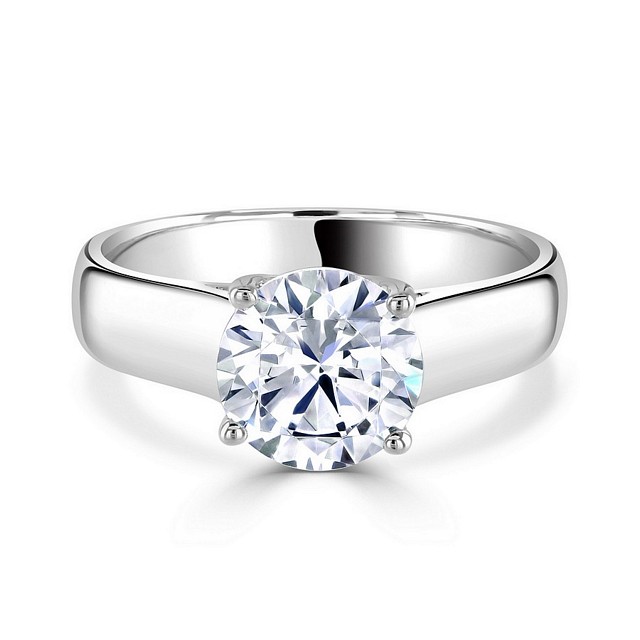 Fancy Round "Tiffany Style" solitaire CZ ring