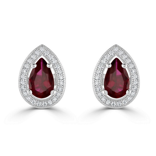 Pear shape "Halo" Expression CZ earrings