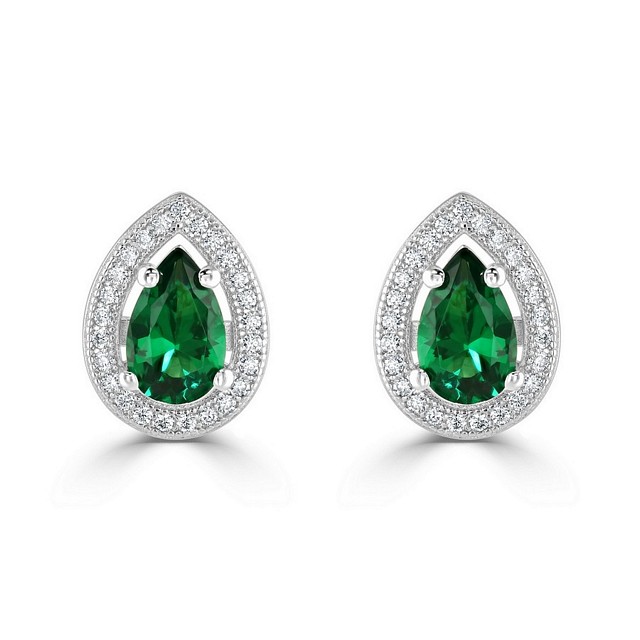 Pear shape "Halo" Expression CZ earrings