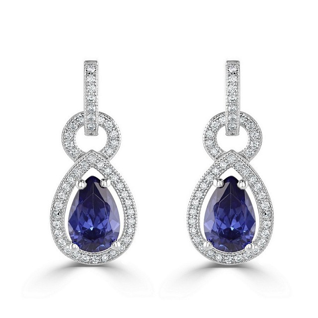 Stunning Pear Shape "Drop Halo" CZ earrings