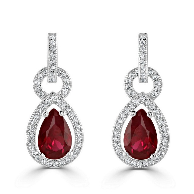 Stunning Pear Shape "Drop Halo" CZ earrings
