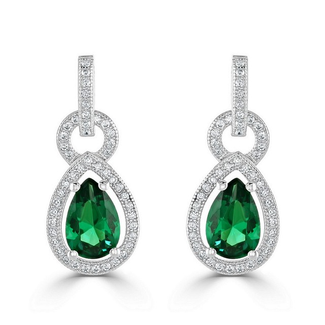 Stunning Pear Shape "Drop Halo" CZ earrings