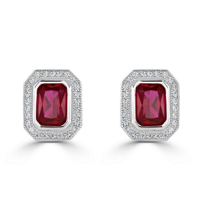 Elegant "Radiant Cut Halo" CZ earrings