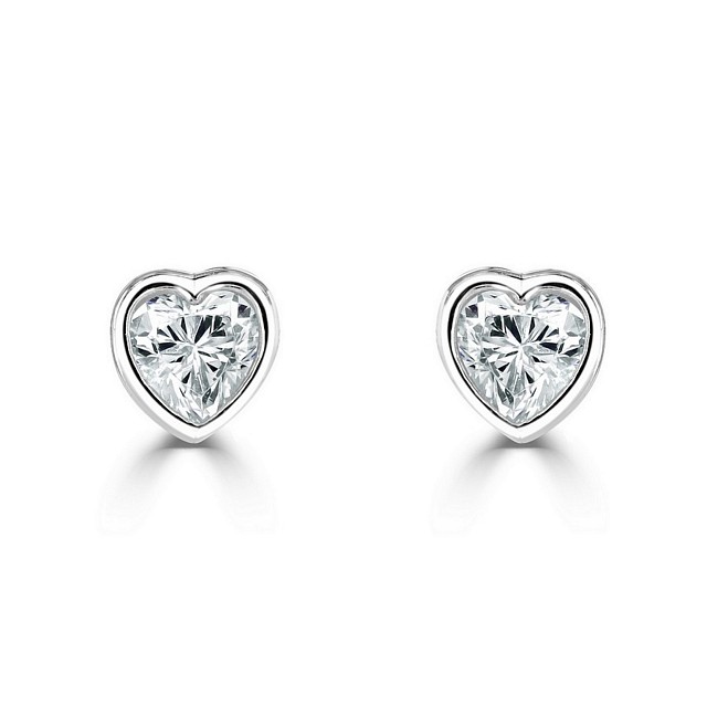 Love Heart Rub over stud CZ earrings