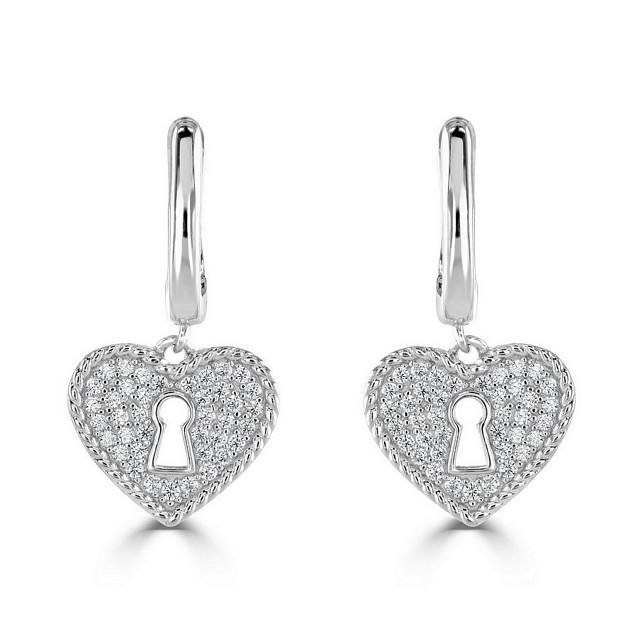 "Lock & Key" Drop CZ earrings