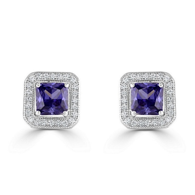 Square "Halo" stud CZ earrings