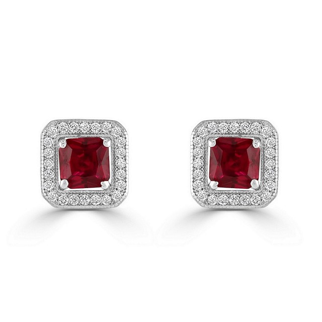 Square "Halo" stud CZ earrings