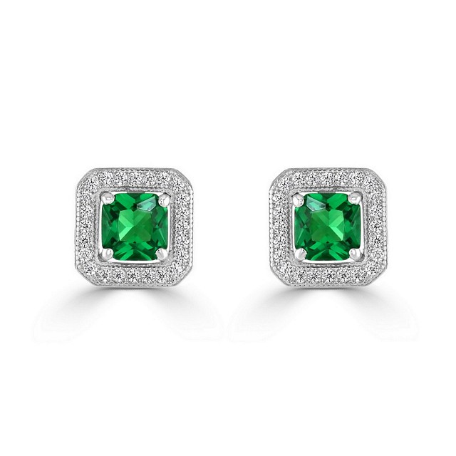 Square "Halo" stud CZ earrings