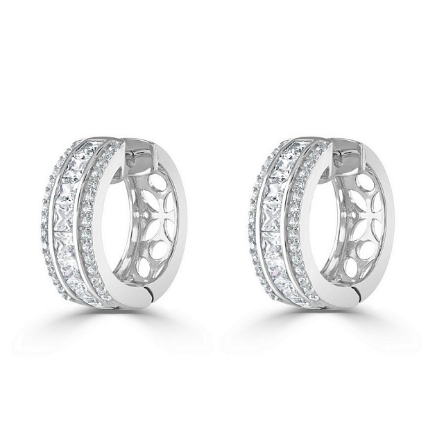 Princess Cut Hoop CZ earrings