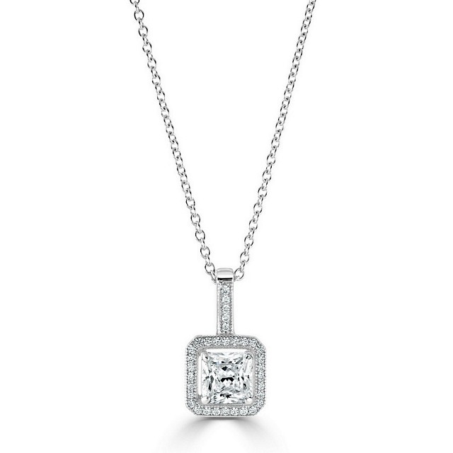 Square "Halo" CZ Pendant
