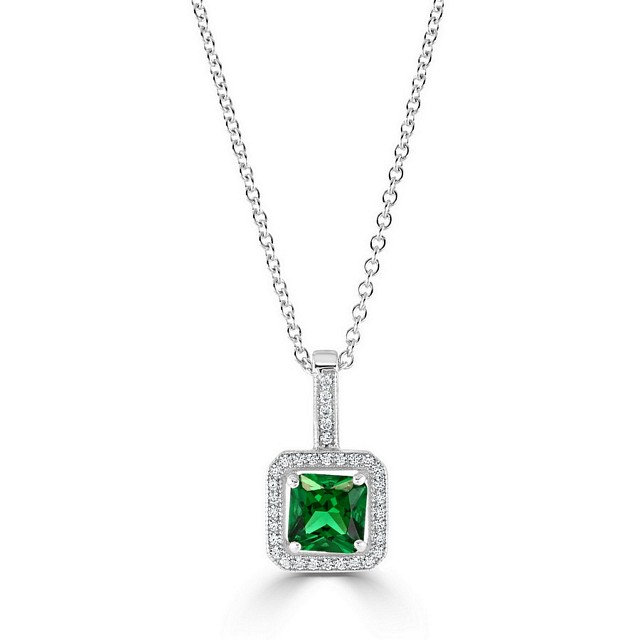 Square "Halo" CZ Pendant