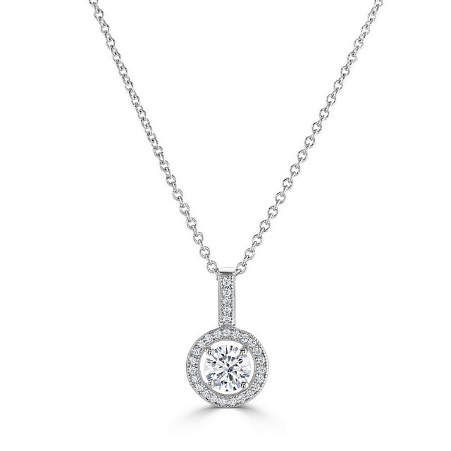Beautiful Round "Halo" CZ Pendant