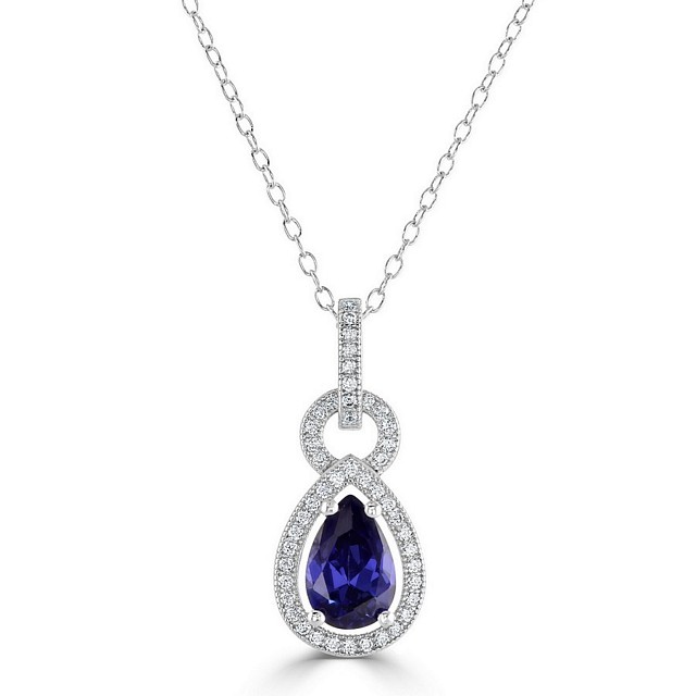 Elegant Pear Shape Drop "Halo" CZ Pendant