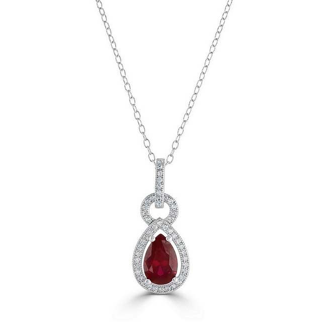 Elegant Pear Shape Drop "Halo" CZ Pendant