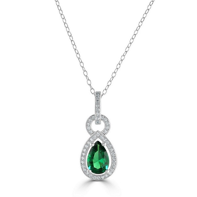 Elegant Pear Shape Drop "Halo" CZ Pendant