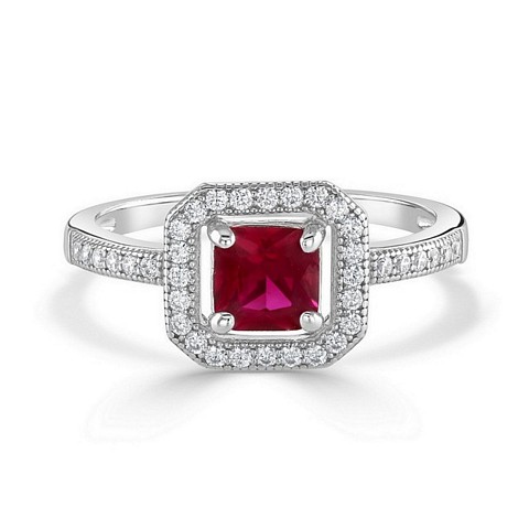 Square cut "Halo" Expression CZ ring