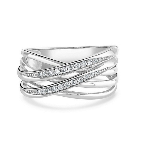 Contemporary Style "Wave" CZ ring