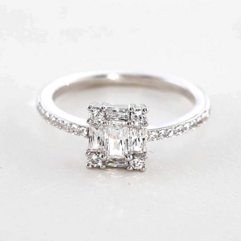 Special Emerald cut "Illusion" CZ ring