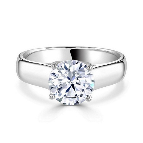 Fancy Round "Tiffany Style" solitaire CZ ring
