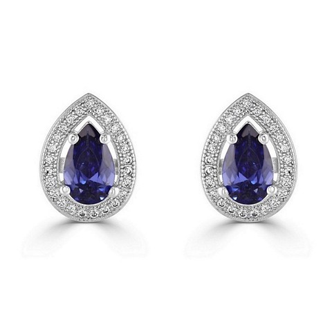 Pear shape "Halo" Expression CZ earrings