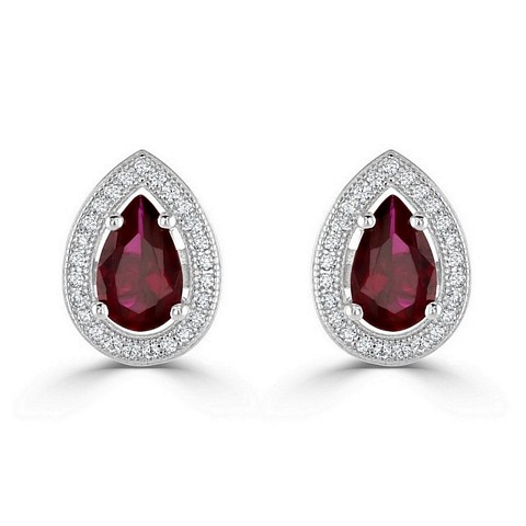 Pear shape "Halo" Expression CZ earrings