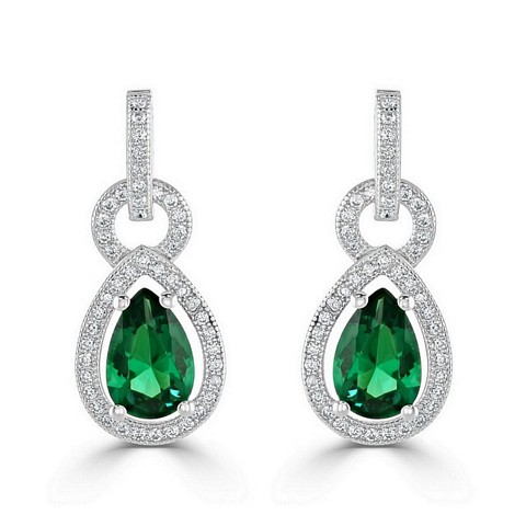 Stunning Pear Shape "Drop Halo" CZ earrings
