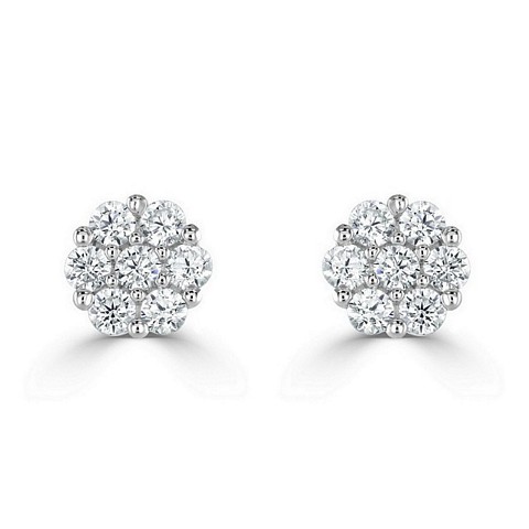 Flower cluster stud CZ earrings