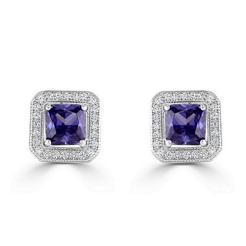 Square "Halo" stud CZ earrings