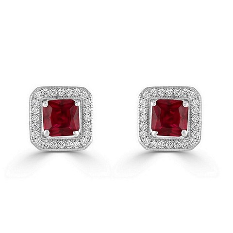 Square "Halo" stud CZ earrings