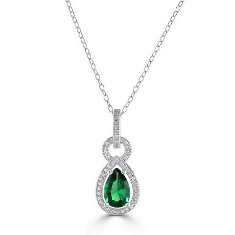 Elegant Pear Shape Drop "Halo" CZ Pendant